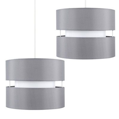 Valuelights Sophia Pair Of Small Grey 2 Tier Ceiling Light Shades (D)26Cm - image 1