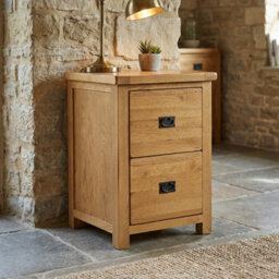 The Furniture Market Rustic Oak 2 Drawer Filing Cabinet - thumbnail 2