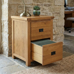 The Furniture Market Rustic Oak 2 Drawer Filing Cabinet - thumbnail 1