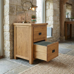The Furniture Market Rustic Oak 2 Drawer Filing Cabinet - thumbnail 3