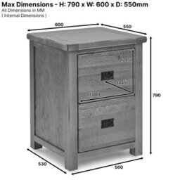 The Furniture Market Rustic Oak 2 Drawer Filing Cabinet - thumbnail 9