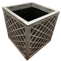 HEATON WHOLESALE 2 X Square Lazio Effect Large Pewter Gray Patio Planter Ideal For Flowers & Plants - thumbnail 3