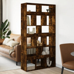 Walplus Room Divider Smoked Oak Finish Engineered Wood 100X33X187.5 Cm - thumbnail 1
