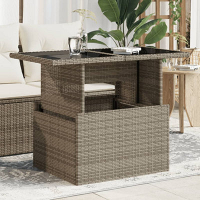 Vidaxl Garden Table With Glass Top Grey 100X55X73 Cm Poly Rattan - image 1