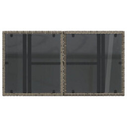 Vidaxl Garden Table With Glass Top Grey 100X55X73 Cm Poly Rattan - thumbnail 9