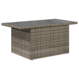 Vidaxl Garden Table With Glass Top Grey 100X55X73 Cm Poly Rattan - thumbnail 7