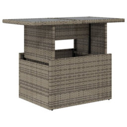 Vidaxl Garden Table With Glass Top Grey 100X55X73 Cm Poly Rattan - thumbnail 2