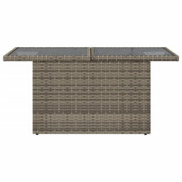 Vidaxl Garden Table With Glass Top Grey 100X55X73 Cm Poly Rattan - thumbnail 5