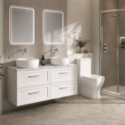 Balterley Stonnall Traditional Wall Hung 4 Drawer Vanity Unit With Laminate Worktop, 1200mm, Matt White - thumbnail 4