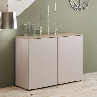 FurniComp LTD Furnicomp Lisbon 2 Door 120Cm Cashmere And Oak Sideboard - image 1