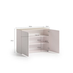 FurniComp LTD Furnicomp Lisbon 2 Door 120Cm Cashmere And Oak Sideboard - thumbnail 7