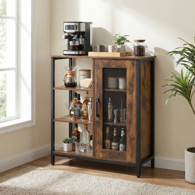 Costway Buffet Cabinet Coffee Bar Cabinet With Adjustable Shelves Kitchen Sideboard-Brown - image 1