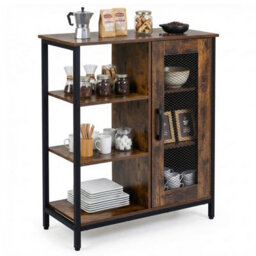 Costway Buffet Cabinet Coffee Bar Cabinet With Adjustable Shelves Kitchen Sideboard-Brown - thumbnail 2