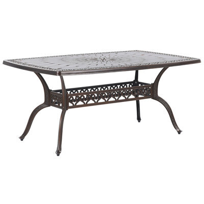 Beliani Garden Dining Table Lizzano 165 Cm 102 Cm Metal Dark Brown - image 1