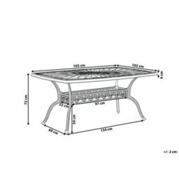 Beliani Garden Dining Table Lizzano 165 Cm 102 Cm Metal Dark Brown - thumbnail 3