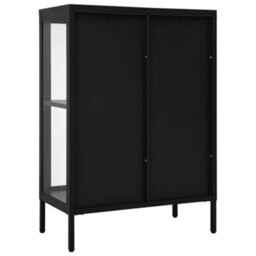 Berkfield Classic Sideboard Black 75X35X105 Cm Steel And Glass - thumbnail 5