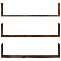 Berkfield Wall Shelves 3 Pcs Smoked Oak 80X18X18 Cm Engineered Wood - thumbnail 4
