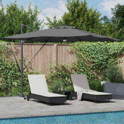 Berkfield Roma Parasol With Led Strip Lights Anthracite Aluminium