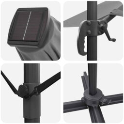 Berkfield Roma Parasol With Led Strip Lights Anthracite Aluminium - thumbnail 9