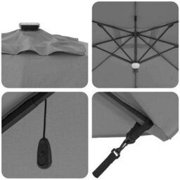 Berkfield Roma Parasol With Led Strip Lights Anthracite Aluminium - thumbnail 8