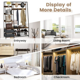 Costway Industrial Coat Rack Metal Garment Clothes Rails Storage Organizer 2 Drawers - thumbnail 2