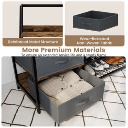 Costway Industrial Coat Rack Metal Garment Clothes Rails Storage Organizer 2 Drawers - thumbnail 4