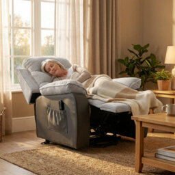 Homcom Power Lift Riser Recliner Chair With High Back, Remote, Light Grey - thumbnail 8