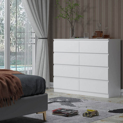Fwstyle Carlton White 8 Drawer Chest Of Drawers Scratch Resistant (H) 99Cm (W) 110Cm (D) 40Cm - image 1