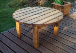 Charles Taylor Trading Charles Taylor Wooden Garden 4 Seater Chair Bench Set Round Table Green Cushion - thumbnail 4