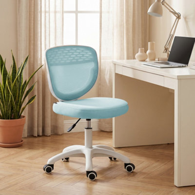 Homcom Armless Office Chair With Mesh Back, Light Blue - image 1
