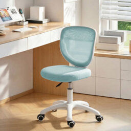Homcom Armless Office Chair With Mesh Back, Light Blue - thumbnail 8