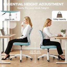 Homcom Armless Office Chair With Mesh Back, Light Blue - thumbnail 6