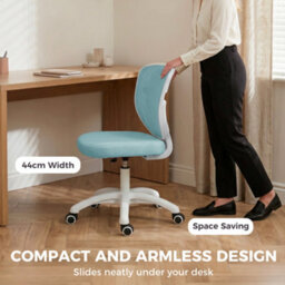 Homcom Armless Office Chair With Mesh Back, Light Blue - thumbnail 4