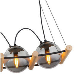 Luminosa Lighting Luminosa Leona Bar Pendant Ceiling Light Matt Black Smoke Glass Shade 4X E27 - thumbnail 4