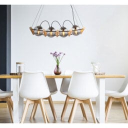Luminosa Lighting Luminosa Leona Bar Pendant Ceiling Light Matt Black Smoke Glass Shade 4X E27 - thumbnail 5