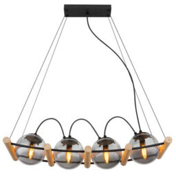 Luminosa Lighting Luminosa Leona Bar Pendant Ceiling Light Matt Black Smoke Glass Shade 4X E27 - thumbnail 3