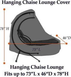 Hanging Chair Cover - Waterproof Protective Fabric And Pvc Lining 198 X 185 117 Cm Black - thumbnail 2