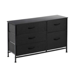 Simpa 5 Drawer Fabric Storage Tower Chest - Black - thumbnail 2
