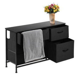 Simpa 5 Drawer Fabric Storage Tower Chest - Black - thumbnail 3