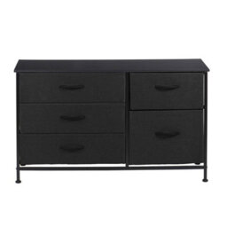 Simpa 5 Drawer Fabric Storage Tower Chest - Black - thumbnail 4