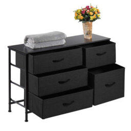 Simpa 5 Drawer Fabric Storage Tower Chest - Black - thumbnail 5