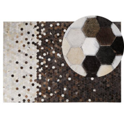 Beliani Rug Eyim Brown 140 X 200 Cm Leather