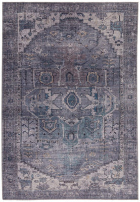 Traditional Persian Bordered Abstract Floral Easy To Clean Rug For Dining Room Bed Room And Living Room-120Cm X 170Cm - image 1