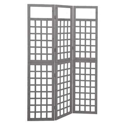 Vidaxl 3-Panel Room Divider/trellis Solid Fir Wood Grey 121X180 Cm - image 1