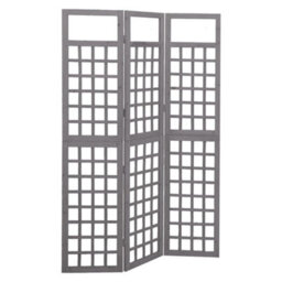 Vidaxl 3-Panel Room Divider/trellis Solid Fir Wood Grey 121X180 Cm