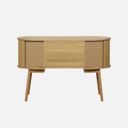 Sweeek - 120Cm Grooved Wooden-Effect Oval Desk With Two Storage Spaces Legacy Natural 120X55X77 Cm - thumbnail 3