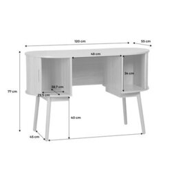 Sweeek - 120Cm Grooved Wooden-Effect Oval Desk With Two Storage Spaces Legacy Natural 120X55X77 Cm - thumbnail 8