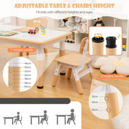 Costway Kids Table And 4 Chairs Set Children Art Study Multi-Activity Table With 4 Seats-Natural - thumbnail 5