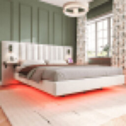Matteo White King Size Upholstered Bed Frame With Smart Led Lights, Usb Charging, And Headboard Storage - Velvet & Iron - thumbnail 4