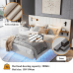 Matteo White King Size Upholstered Bed Frame With Smart Led Lights, Usb Charging, And Headboard Storage - Velvet & Iron - thumbnail 6